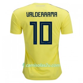 Camisolas de Futebol Colômbia Valderrama 10 Equipamento Principal Copa do Mundo 2018 Manga Curta